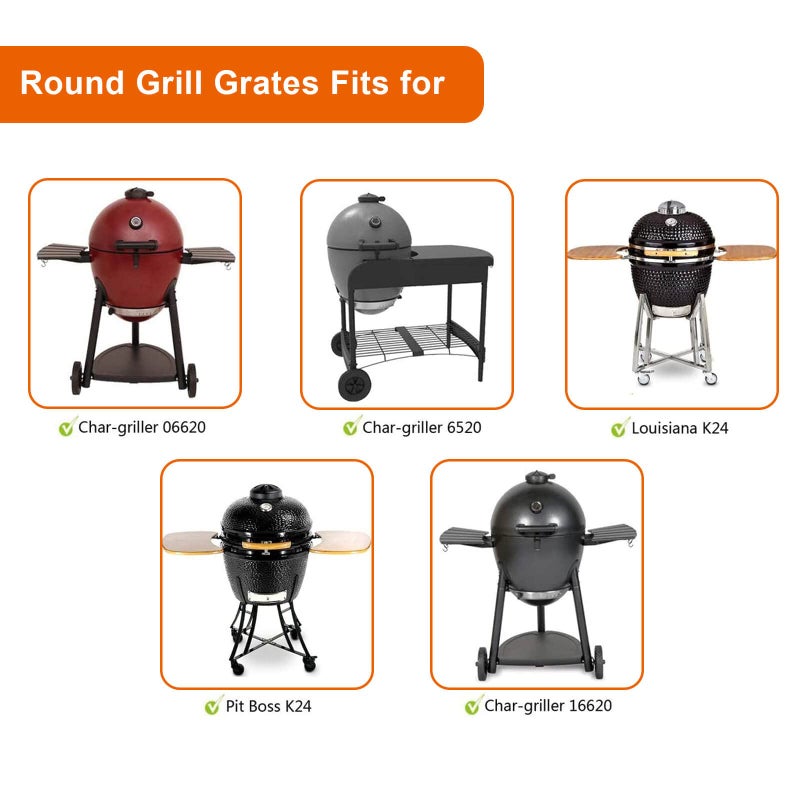 Grisun 19.5" Round Grill Grate for Akorn Kamado Ceramic Grill, Pit Boss K24, Louisiana K24, Char-Griller 16620, 304 Stainless Steel Solid Rod Cooking Grates - Image 2